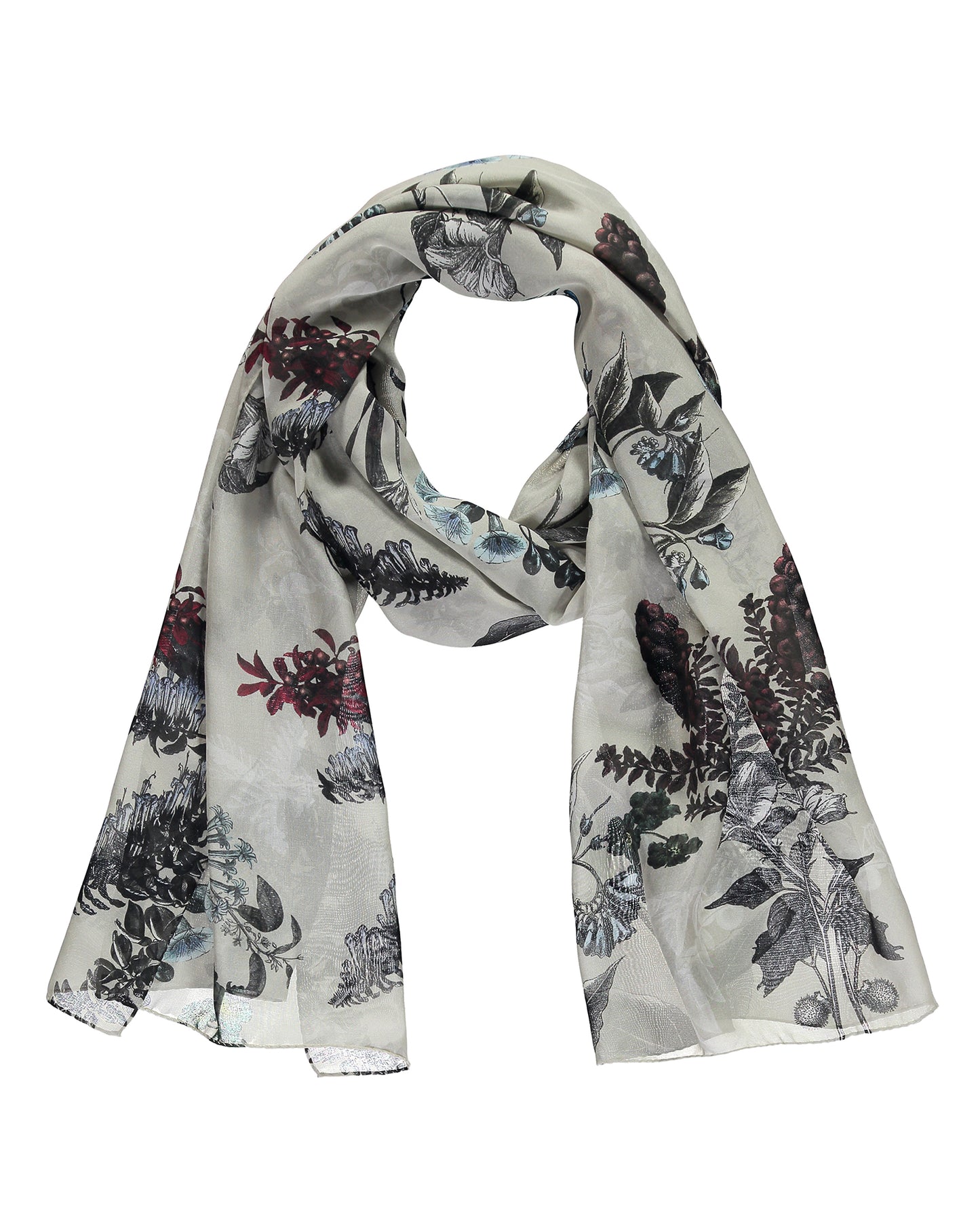 Flavia Red Long Silk Chiffon Scarf