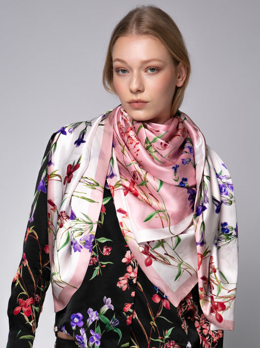 Tammy Large Square Silk Double-Sided Scarf