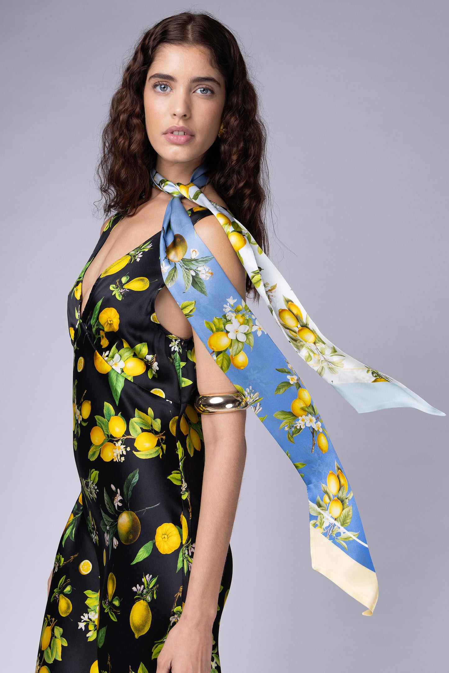Chloe Blue White Ombre silk skinny scarf
