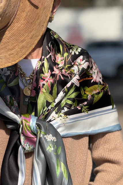 St Piece Cora Grey Pink silk triangle scarf