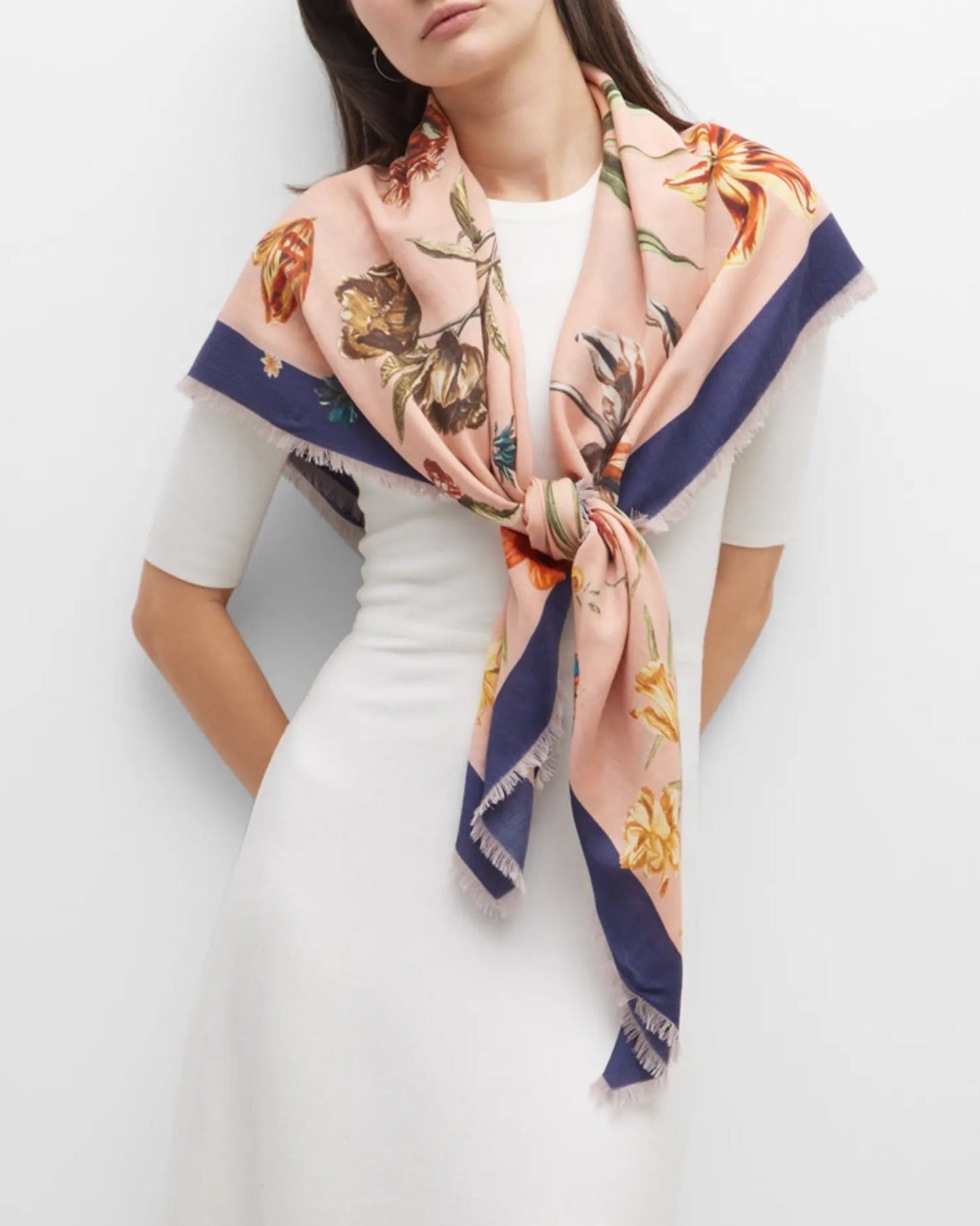 St. Piece London Raven Pink Large Square Wool & Cashmere Scarf