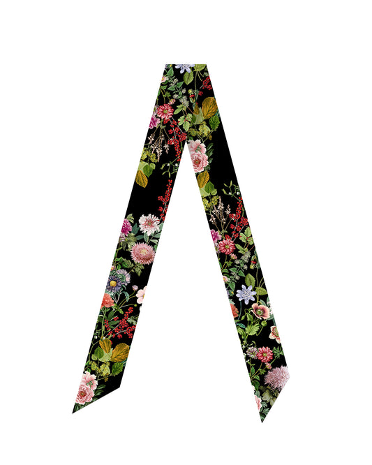 St. Piece London Mara Black Skinny Silk Scarf