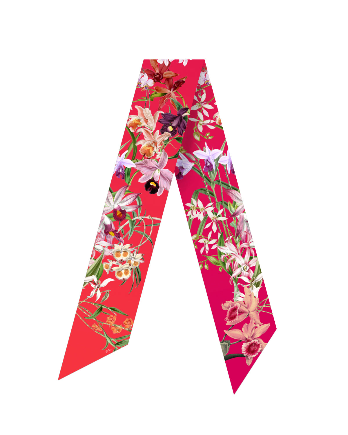 St. Piece London Orchid Red Ombre Long Silk Scarf