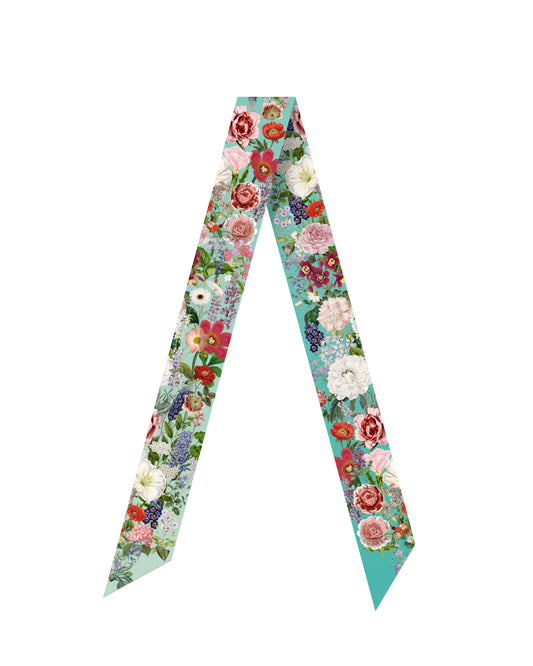 St. Piece London Orla Turquoise Ombre Skinny Silk Scarf