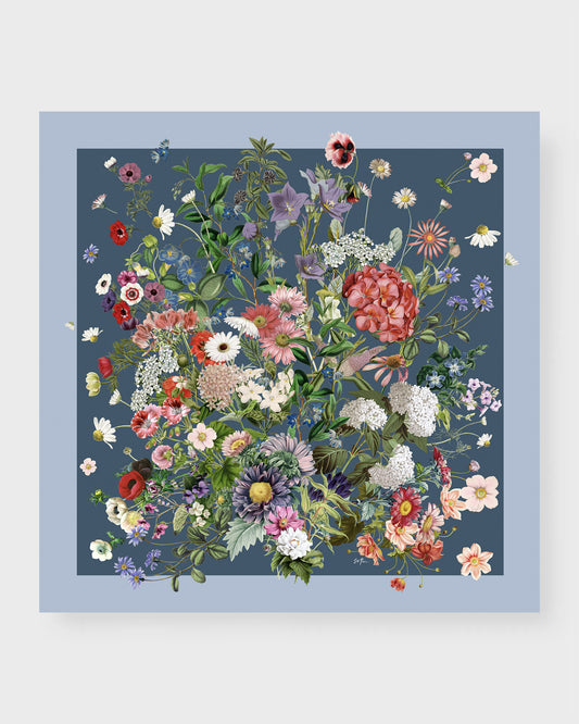 St. Piece London Oakley Blue Small Square Silk Scarf