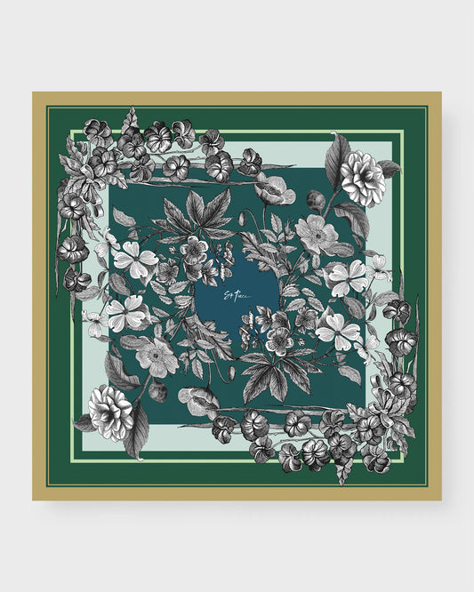 St. Piece London Olive Green Small Square Silk Scarf