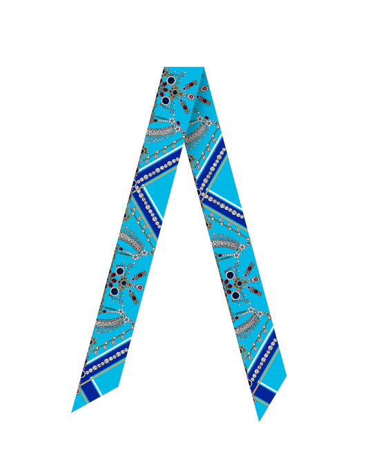 St. Piece London Josephine Blue Skinny Silk Scarf