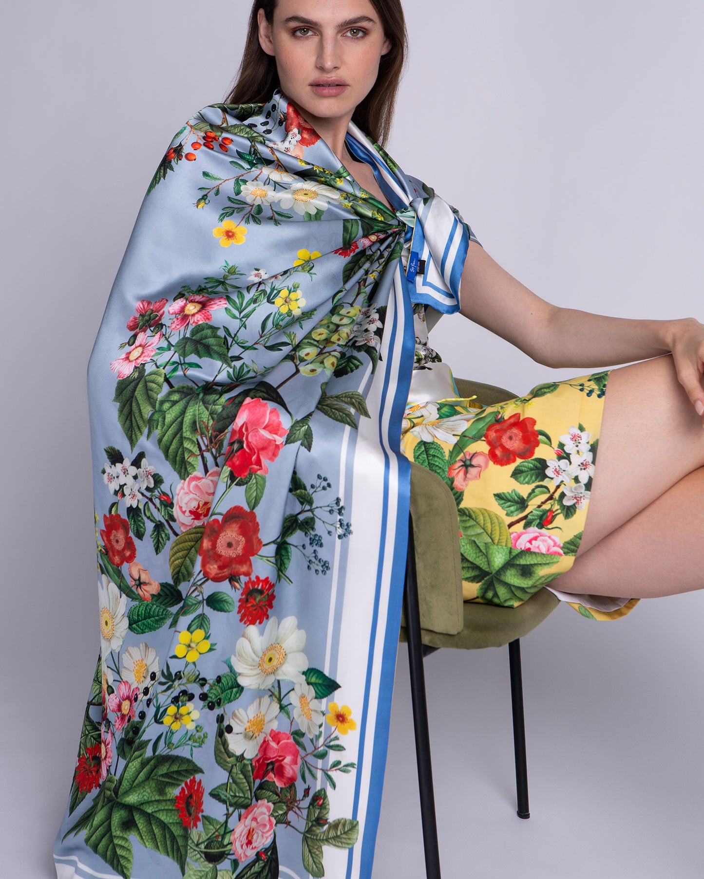 Sofia Large Square Silk Double-Sided Scarf