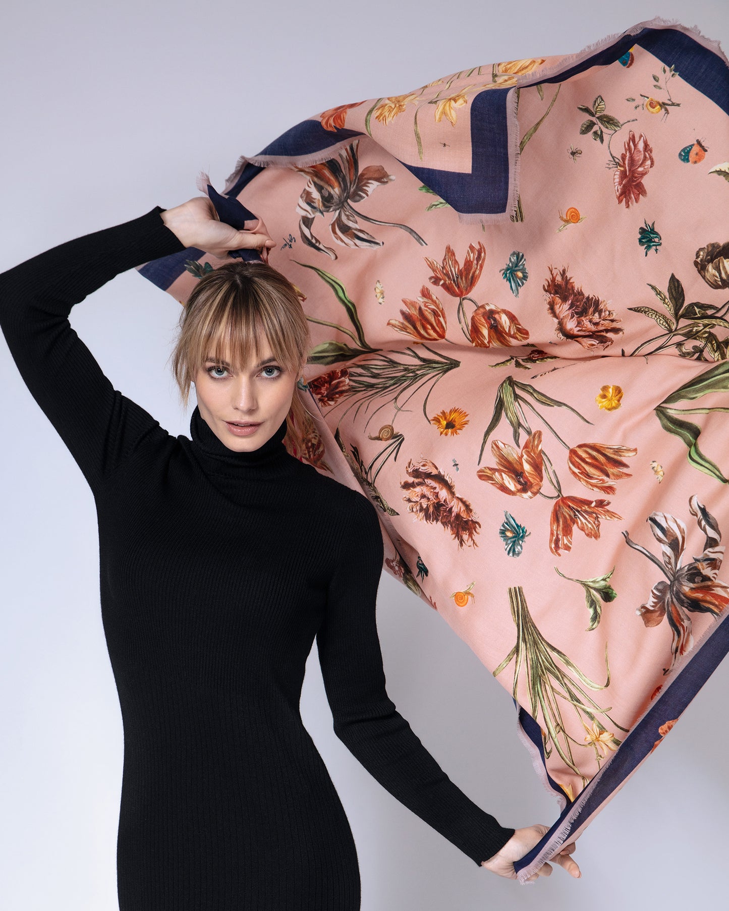 St. Piece London Raven Pink Large Square Wool & Cashmere Scarf