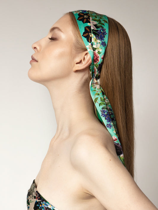 St. Piece London Phoebe Mint Skinny Silk Scarf