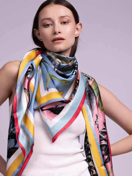 St. Piece London Vita Large Square Silk Double-Sided Scarf