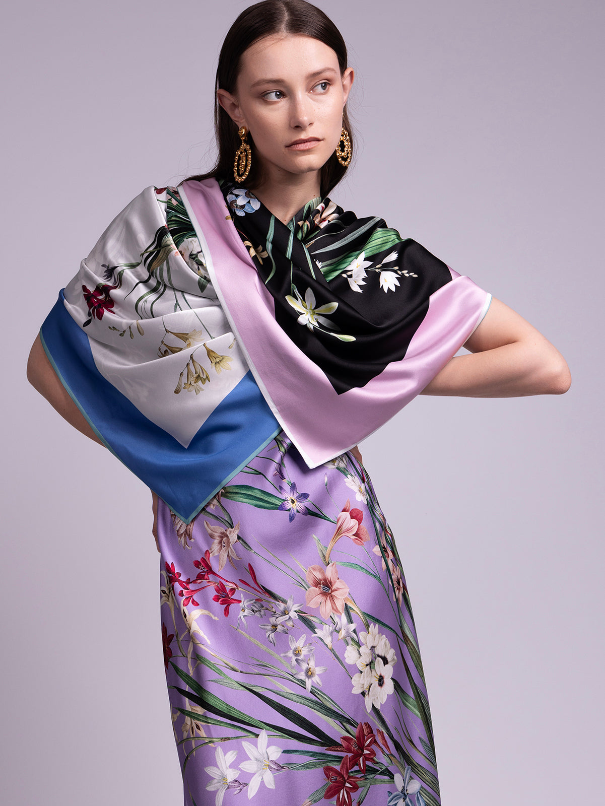 St. Piece London Victoria Large Square Silk Double-Sided Scarf