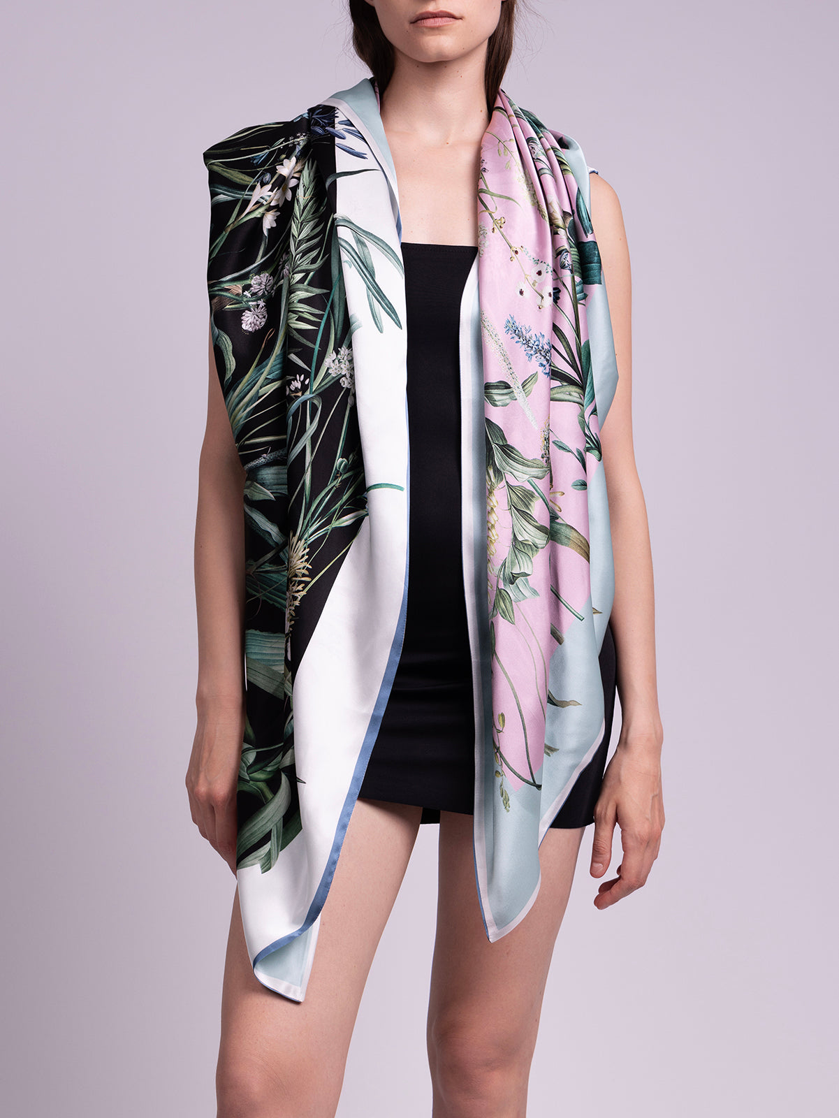 St. Piece London Vanessa Large Square Silk Double-Sided Scarf.