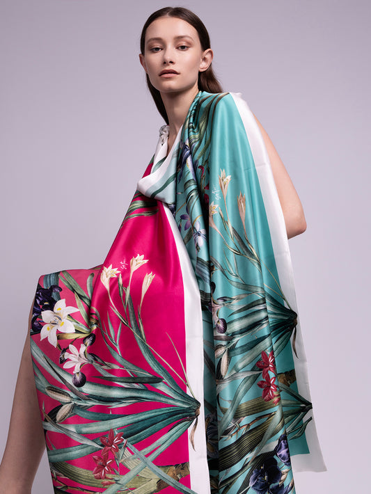 St. Piece London Valerie Large Square Silk Double-Sided Scarf