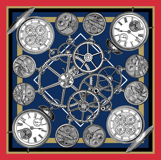 Dominic Blue Printed Silk Twill Pocket Square