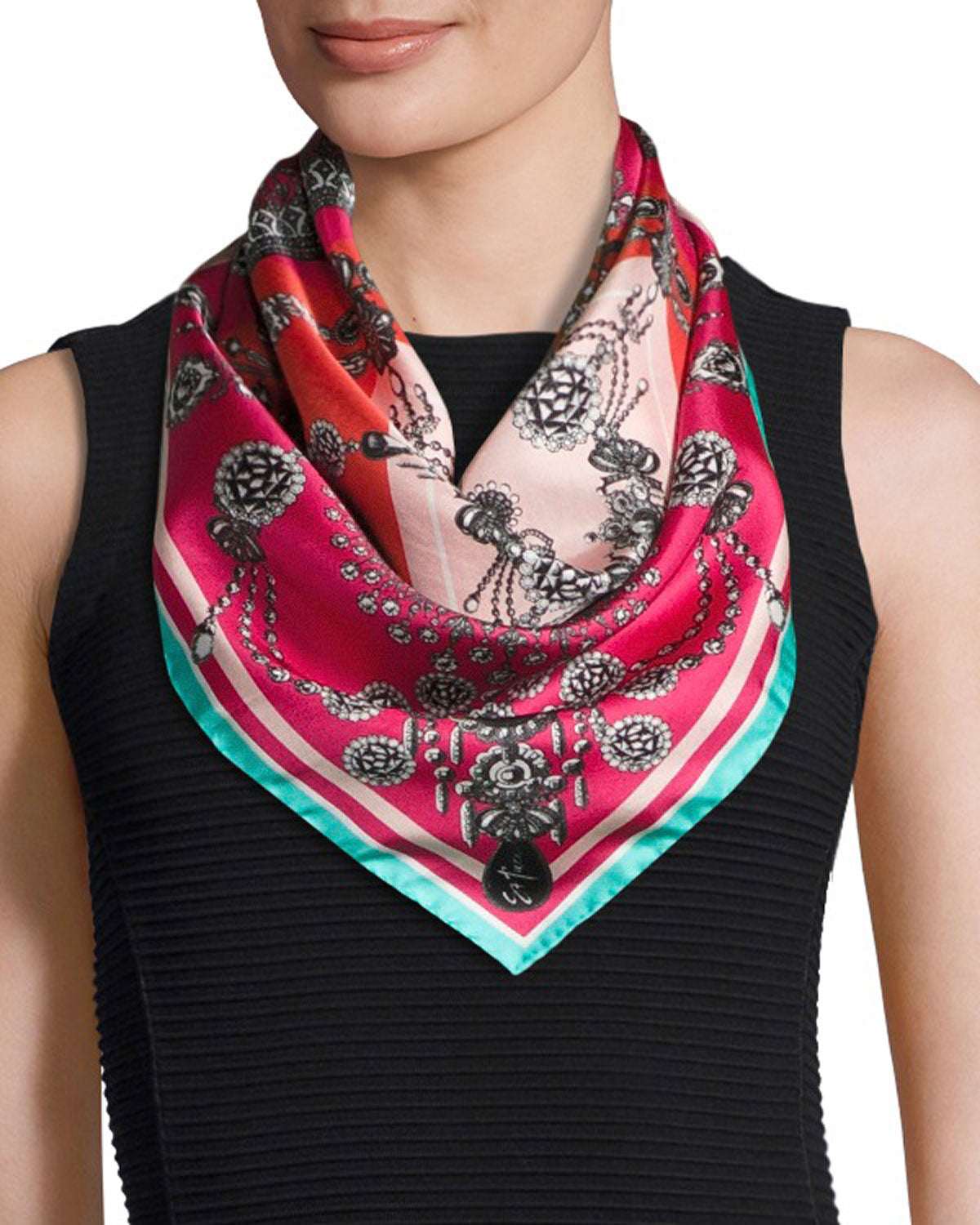 St. Piece London Felicia Small Square Silk Twill Scarf