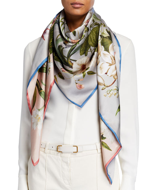 Leah Large Square Silk Double-Sided Scarf