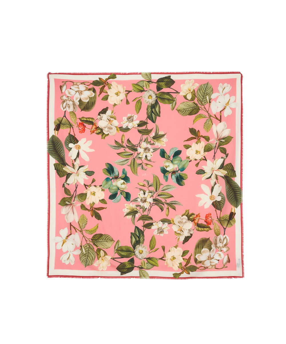 St. Piece London Oksana Pink Large Square Wool & Cashmere Scarf