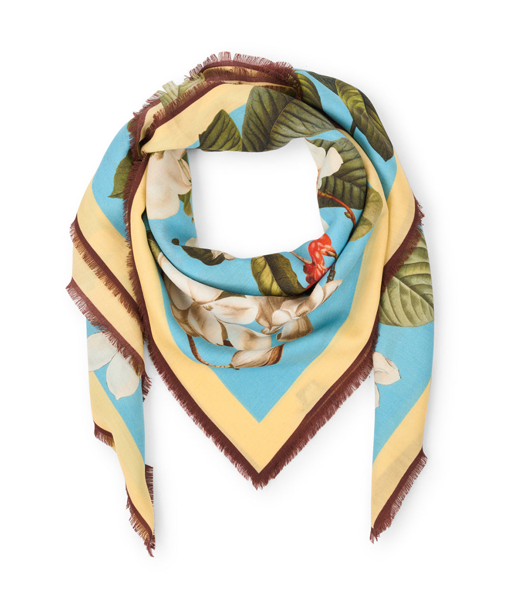 St. Piece London Oksana Blue Large Square Wool & Cashmere Scarf