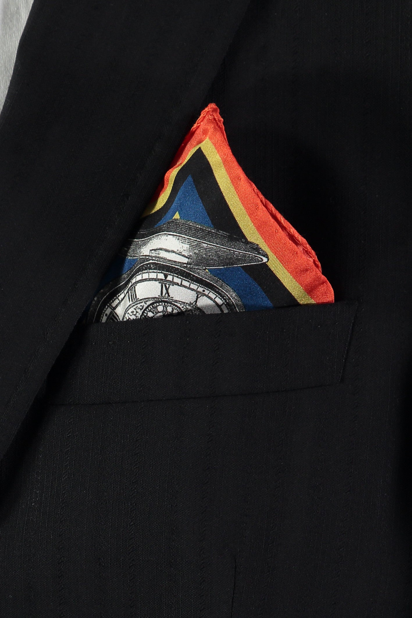 Dominic Blue Printed Silk Twill Pocket Square