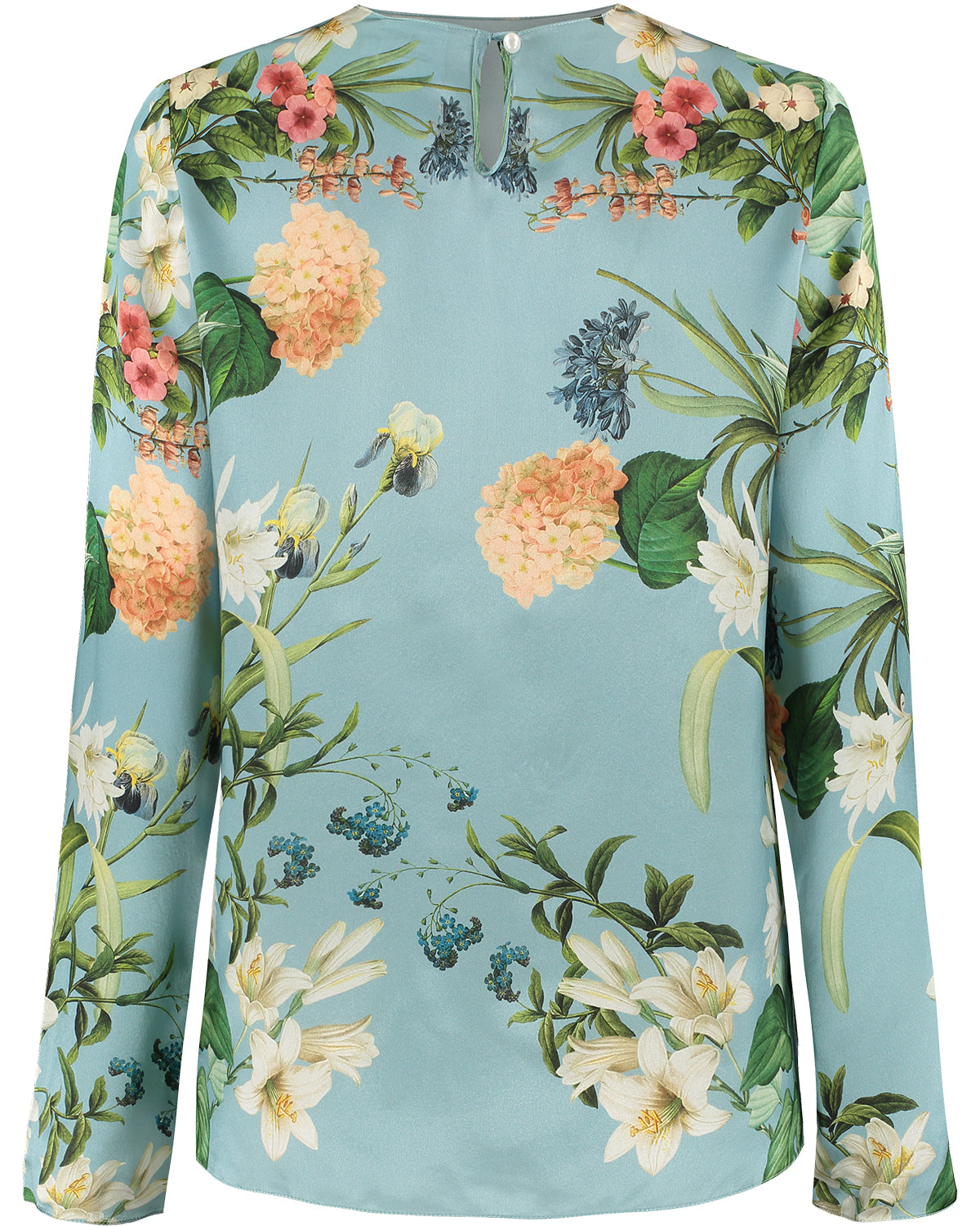 Silk Blouse Long Sleeve Iva Blue