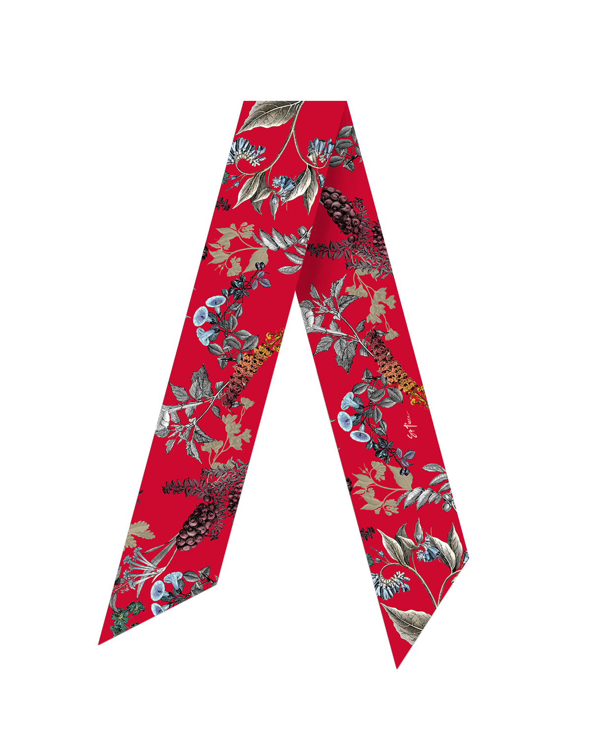 Frances Red Long Silk Scarf