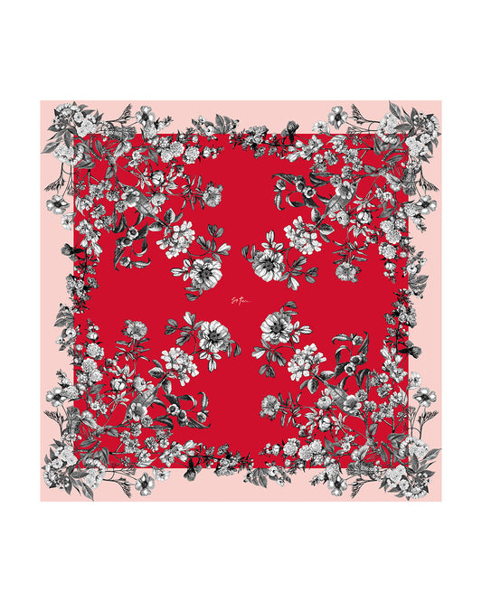 Mia Red Medium Square Silk Scarf