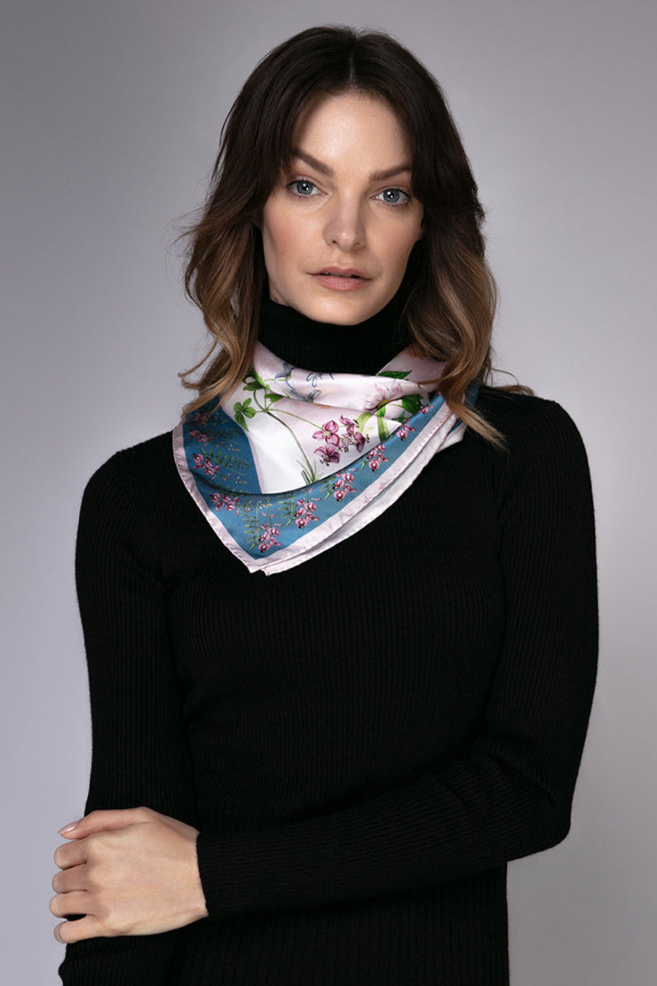 St. Piece London Matilda Pink Small Square Silk Scarf