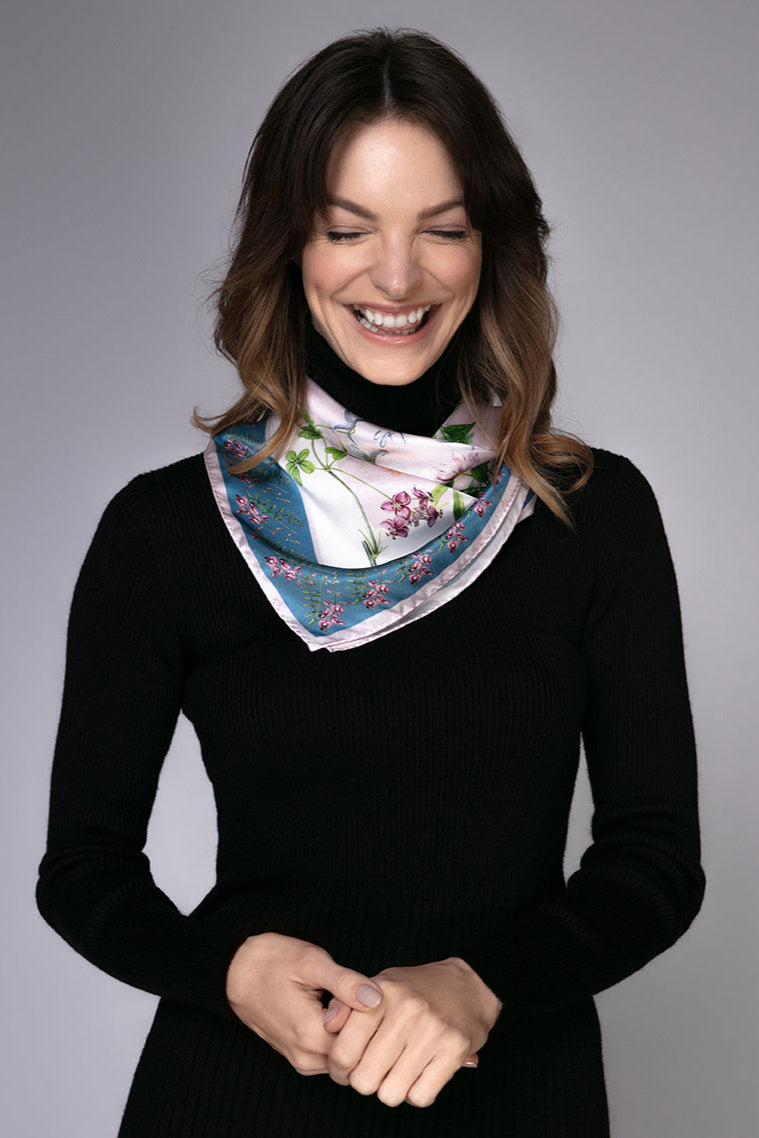 St. Piece London Matilda Pink Small Square Silk Scarf