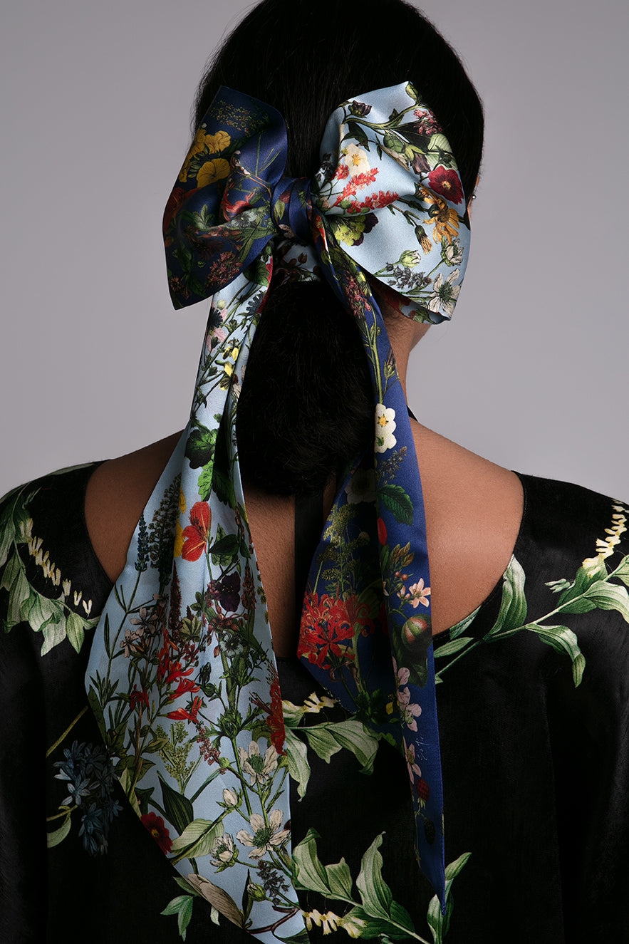 Jessie Blue Long Silk Scarf