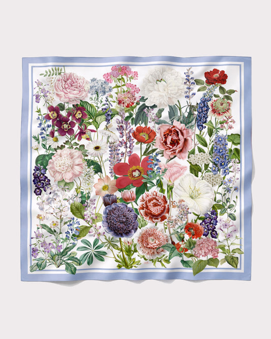 Orla White Medium Square Silk Scarf