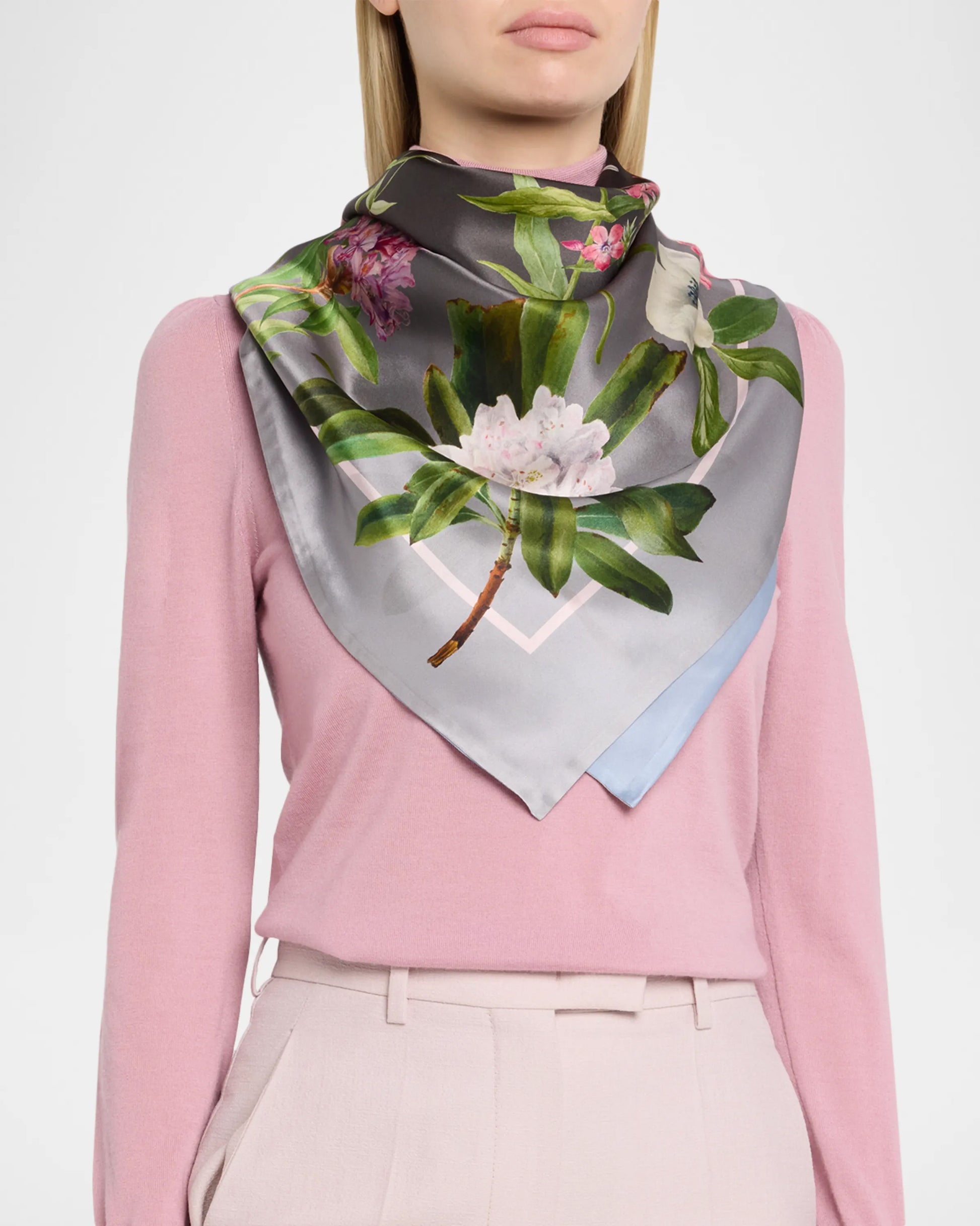 Brandi large silk double sided scarf