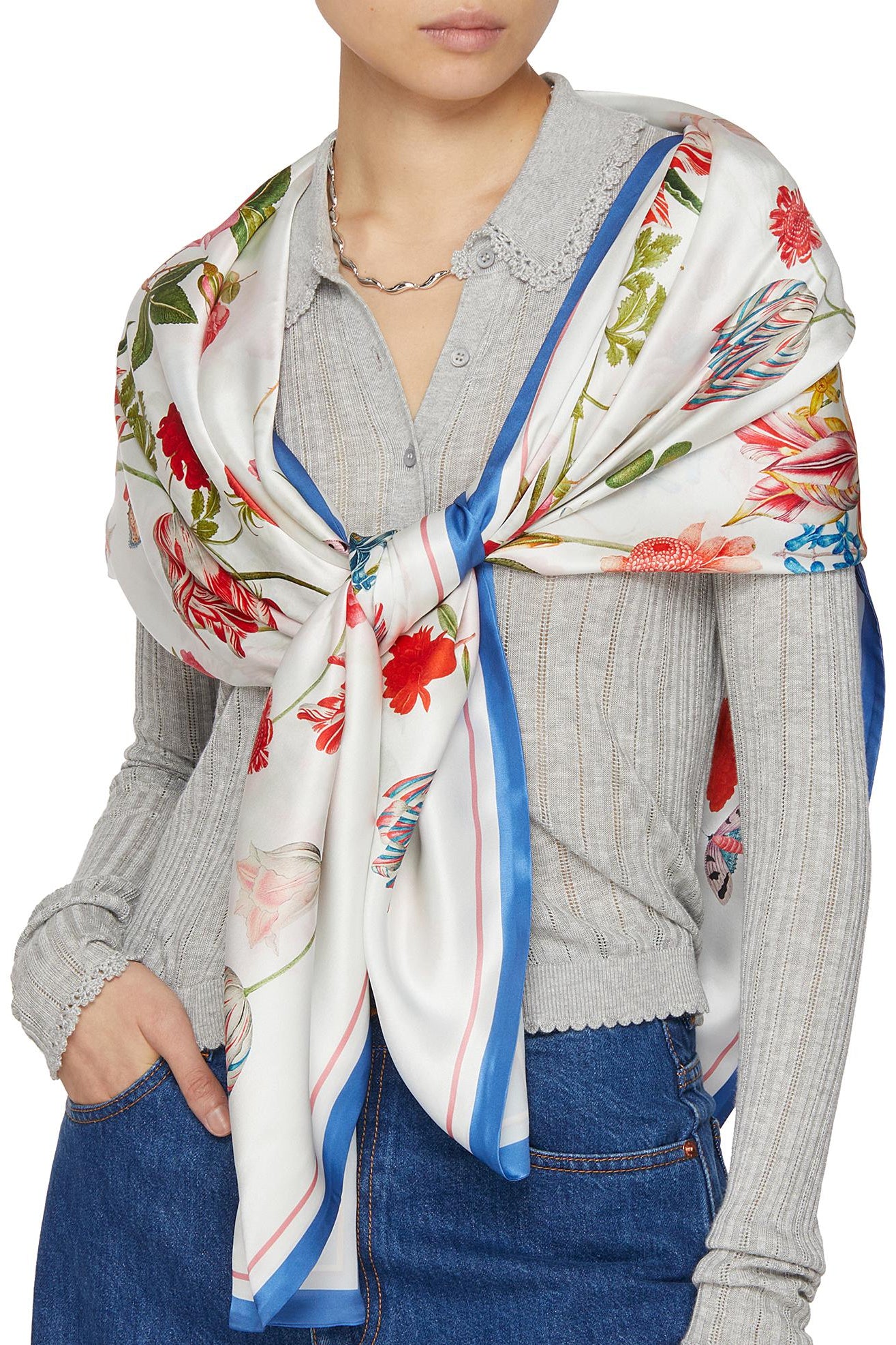 Beatrice silk double sided scarf