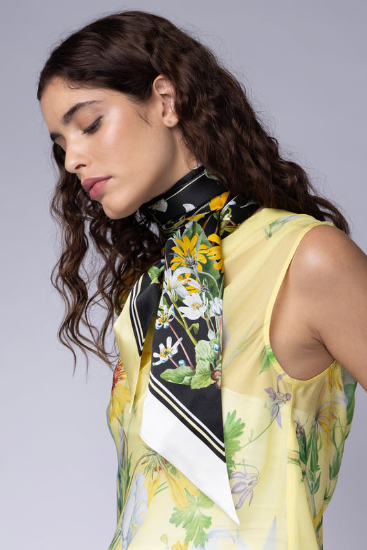 St Piece Cindy Black Silk Long Scarf