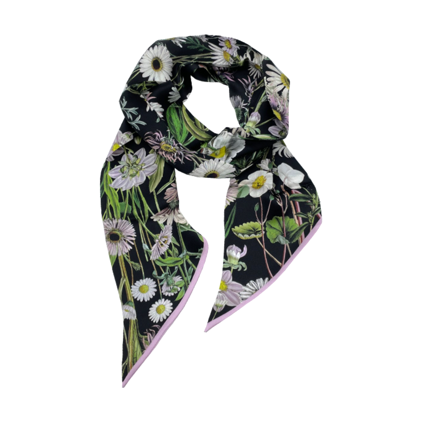 Oriana Black Long Silk Scarf