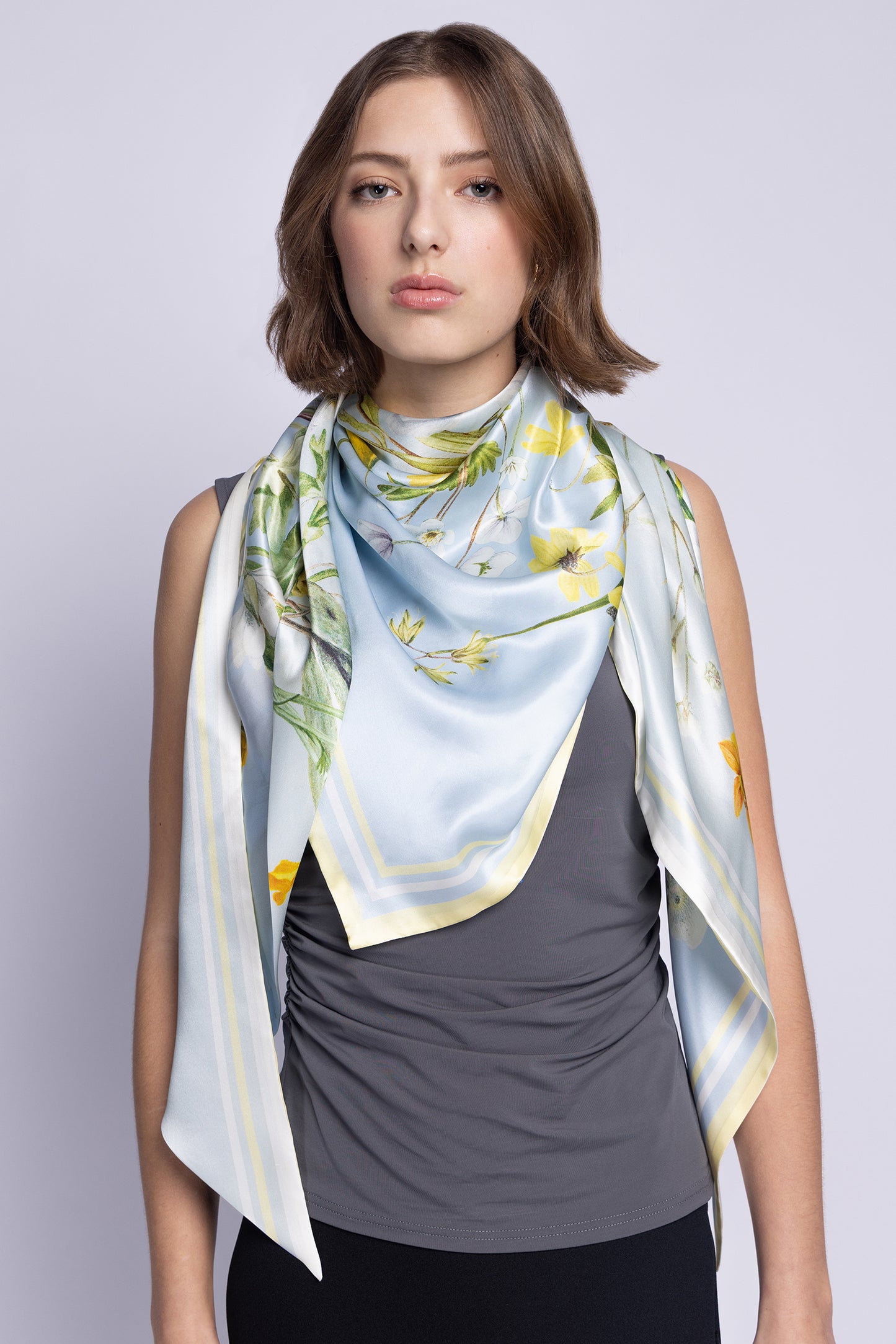 St Piece Cindy Blue Jade Large Silk Triangle Scarf