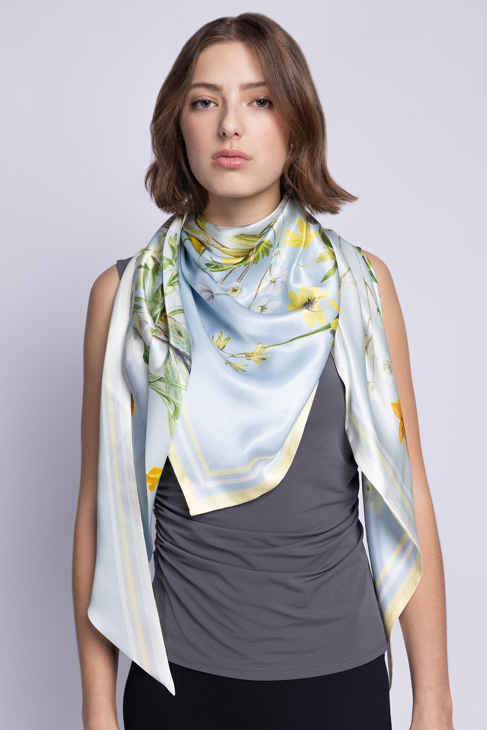 St Piece Cindy Blue Jade Large Silk Triangle Scarf