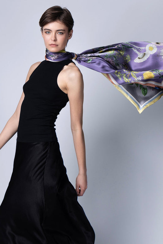 Yuri silk double sided scarf