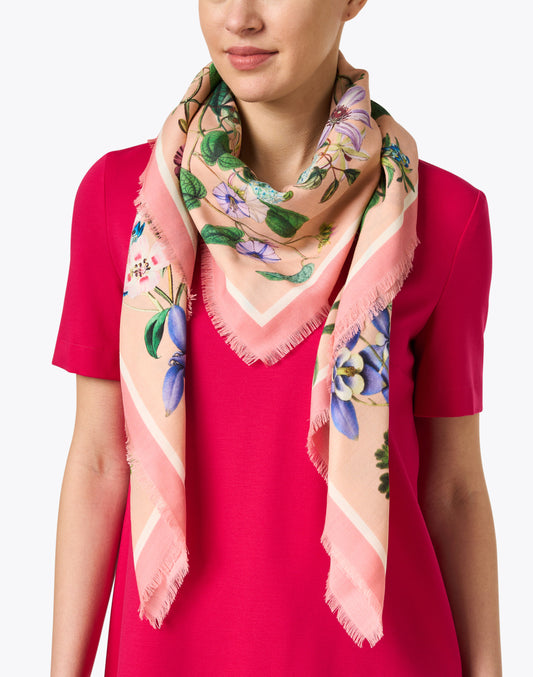 St. Piece London Sadie Pink Large Square Wool & Cashmere Scarf