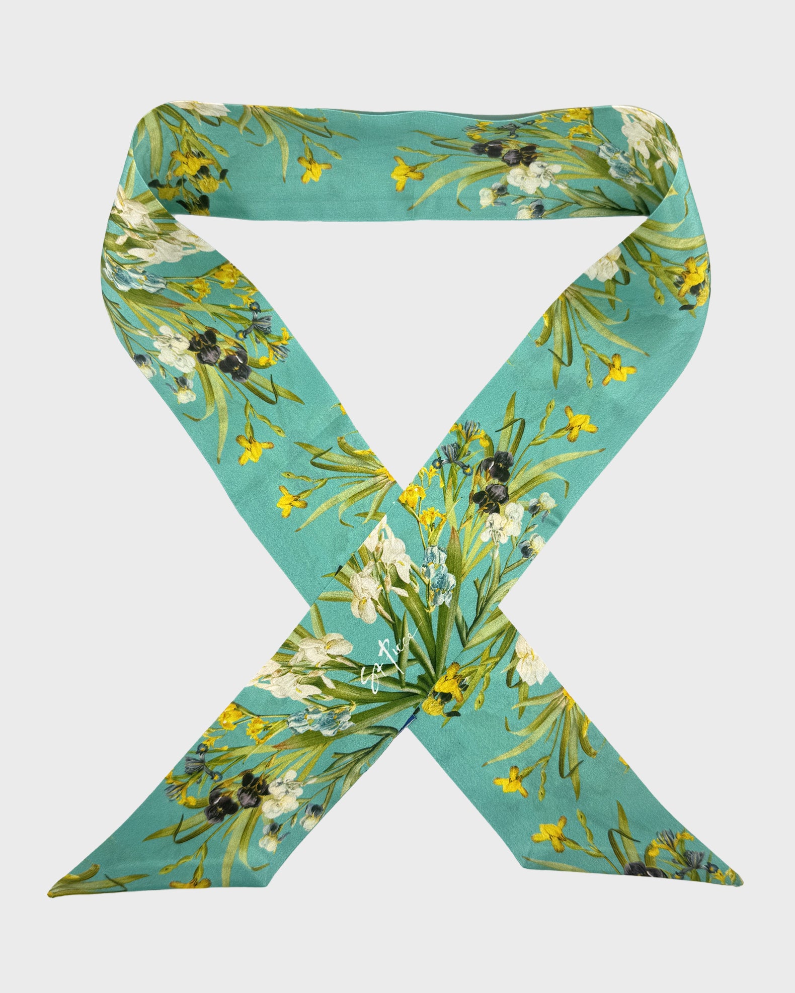 st piece Holly Turquoise silk twilly scarf