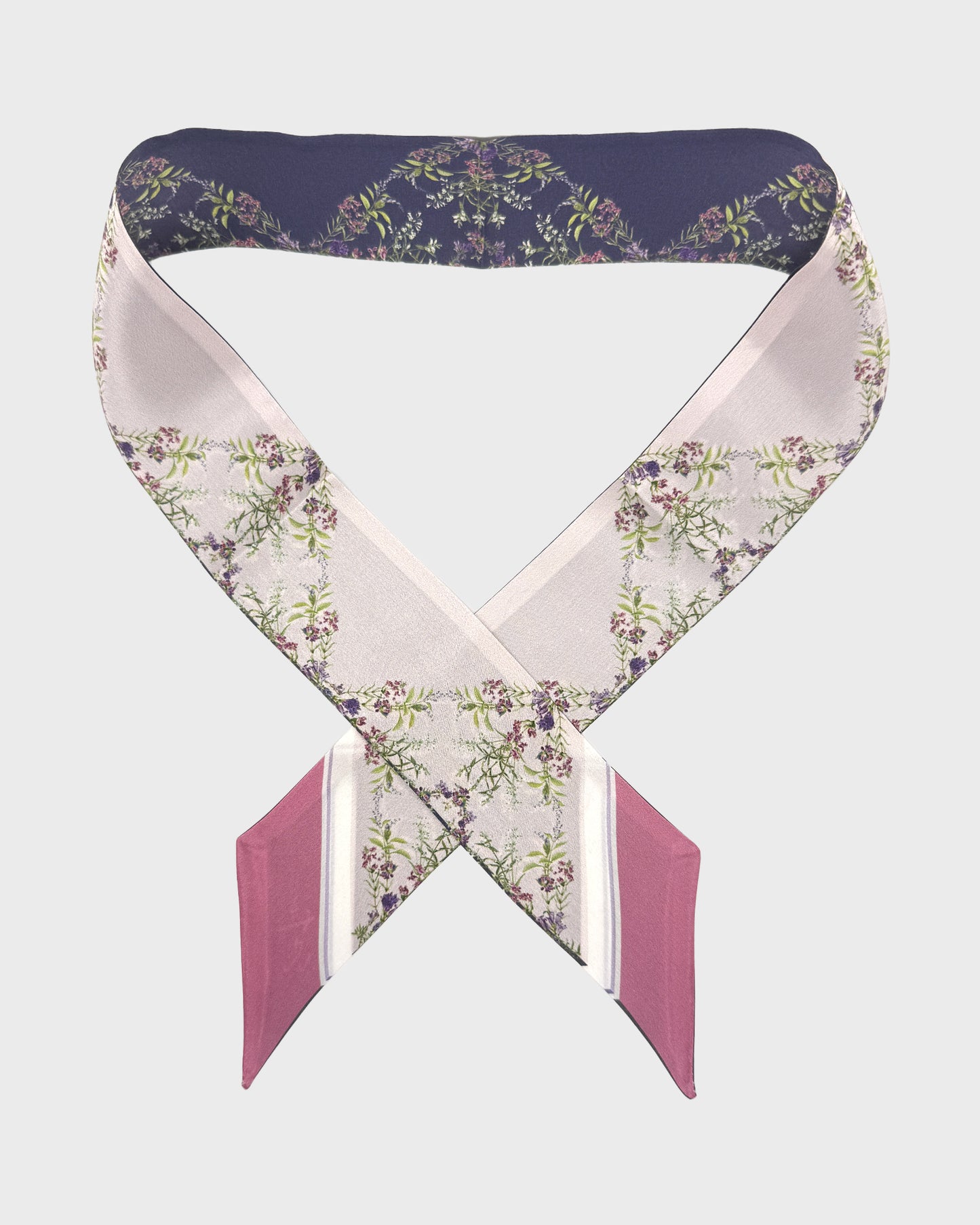 st piece Claire Pink Purple silk twilly scarf