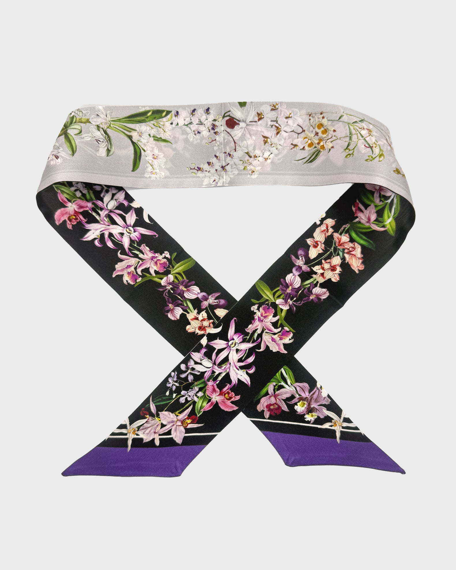 stpiece bae black grey silk twilly scarf