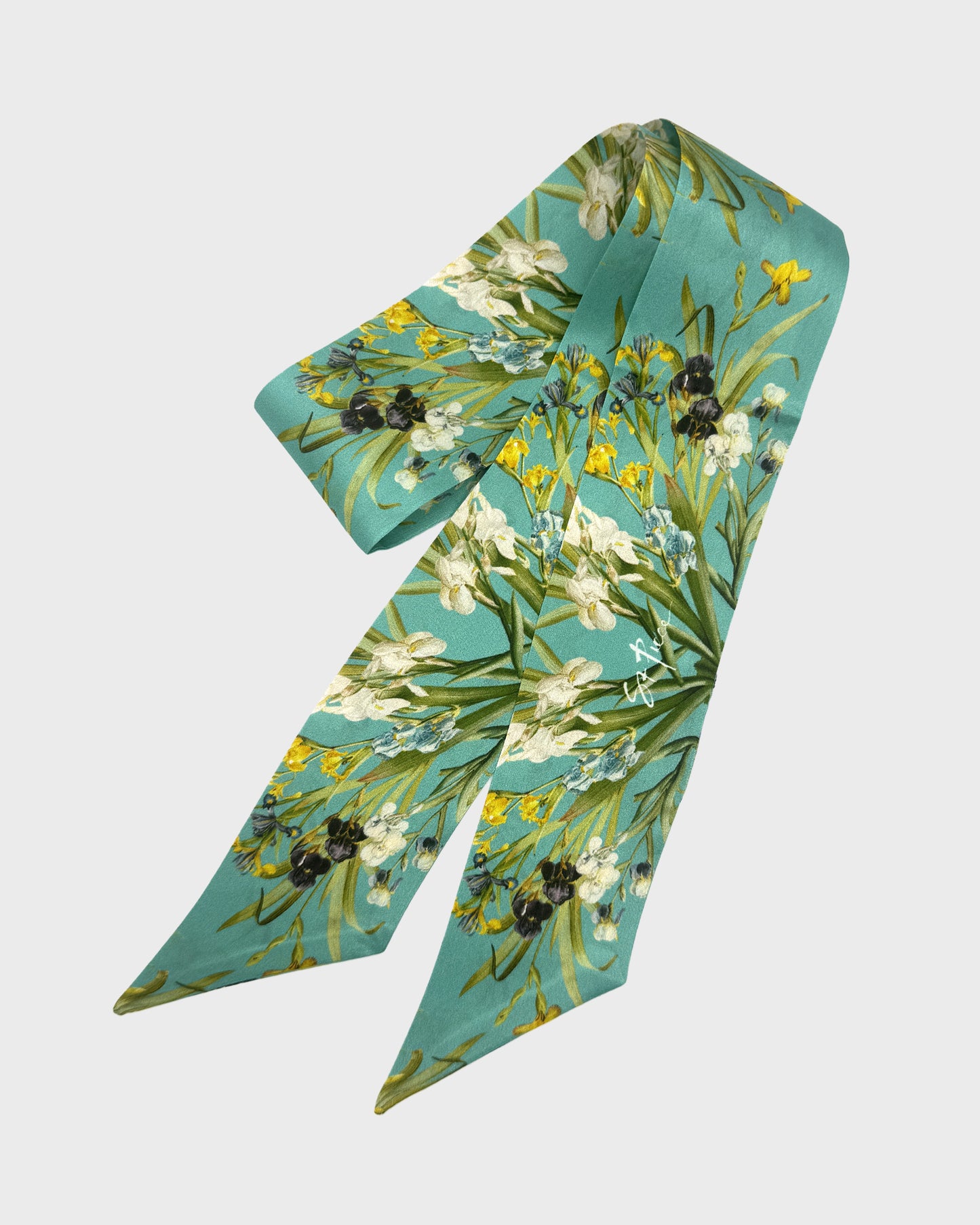 st piece Holly Turquoise silk twilly scarf