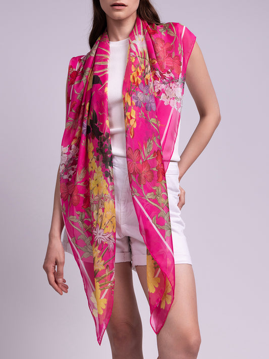 Vada Large Square Silk Chiffon Scarf