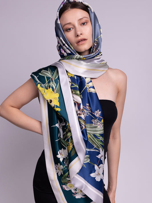 Vivi Large Square Silk Double-Sided Scarf