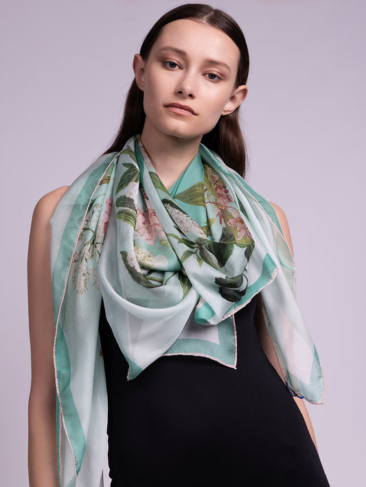 Verena Large Square Silk Chiffon Scarf