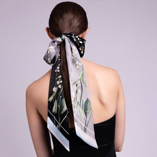 St. Piece London Valia Black Long Silk Scarf