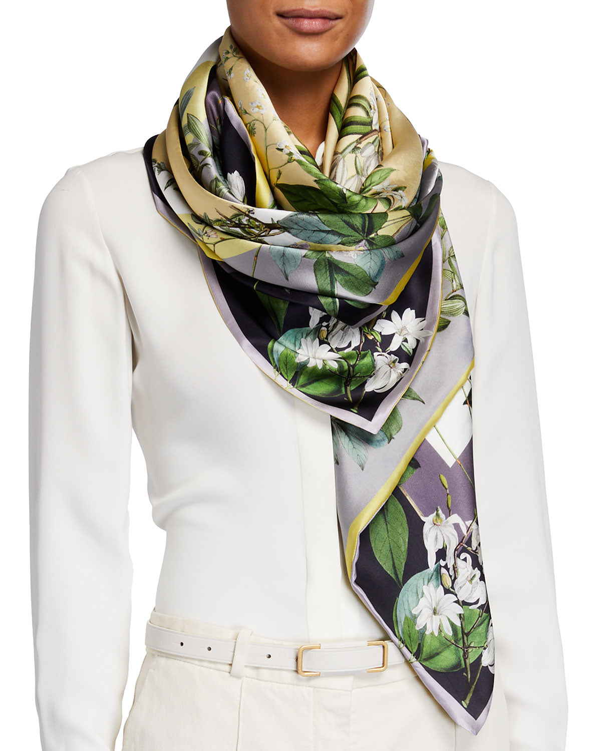 Louise Large Square Silk Double-Sided Scarf