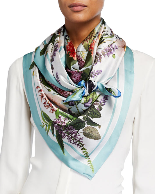 Libby Large Square Silk Double-Sided Scarf