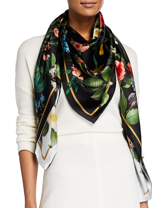 Laura Large Square Silk Double-Sided Scarf
